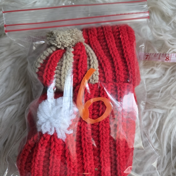 Cozy Red and Tan Handmade Knit Baby Booties - Picture 6 of 6